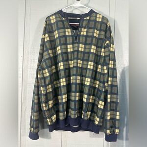 Pivot Rules Vtg 90s Streetwear Half Zip Pullover Plaid Windbreaker Size XL EUC